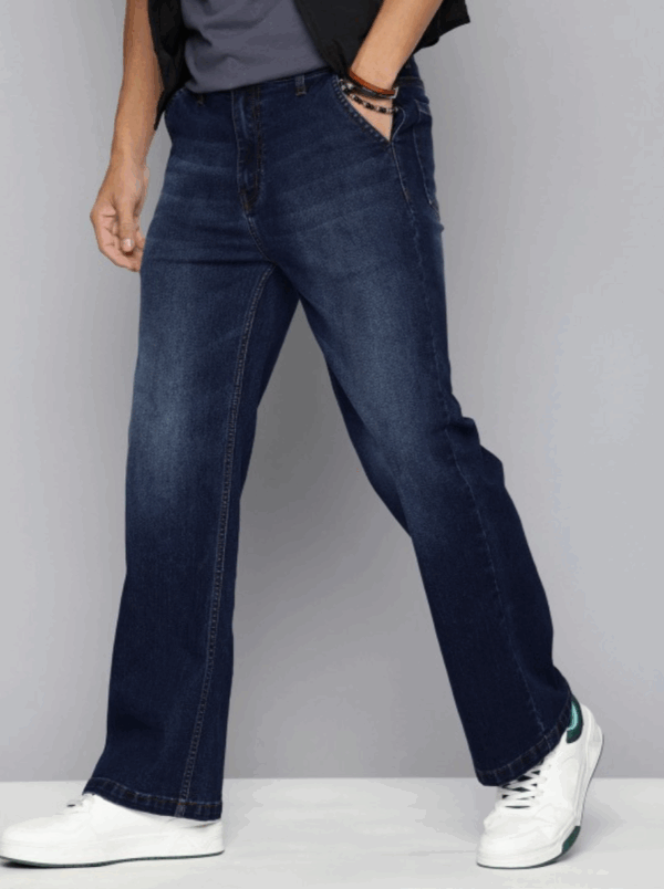 Men Bootcut High-Rise Light Fade Printed Stretchable Jeans - Image 2